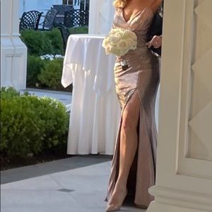 Jovani rose gold evening dress